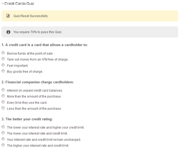 Futurebuck - Credit Card Quiz