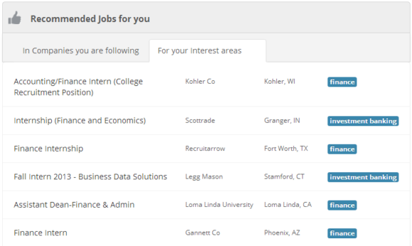 collegefeed - Recommended Jobs