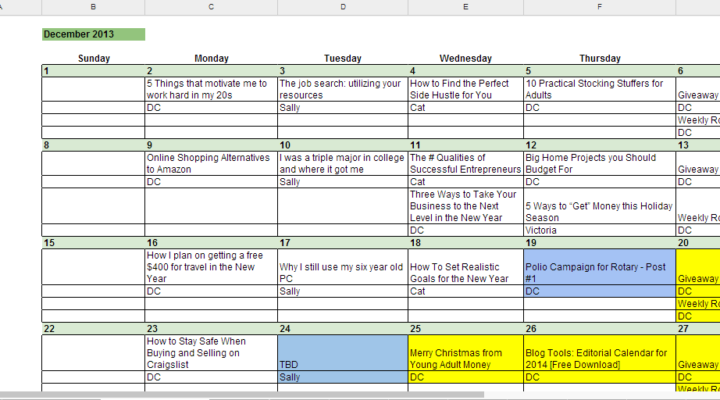 Free 2014 Editorial Calendar Download for Bloggers
