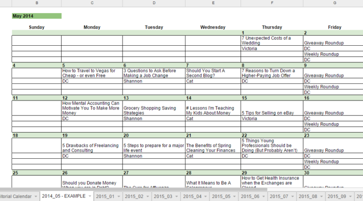 Free 2015 Editorial Calendar in Google Spreadsheets for Bloggers