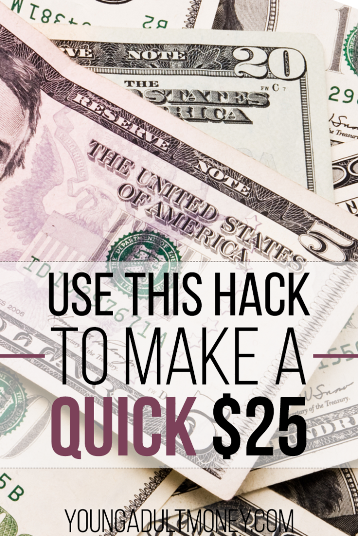 You can make a quick $25 by using this simple hack. It takes less than 30 minutes and is easy to do.  We also mention a few other ways to make some side cash in your spare time.