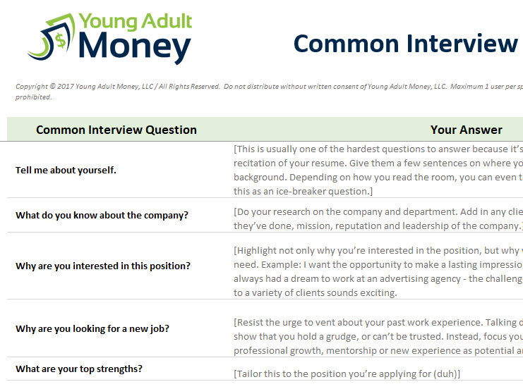Common Interview Questions - YAM