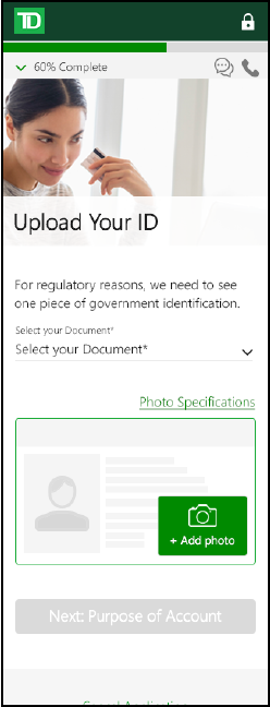 TD Bank Upload Your ID Online