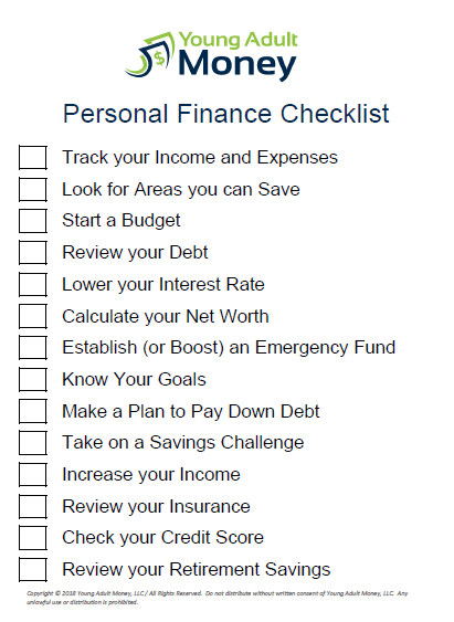 Personal Finance Checklist for Free Download Sample
