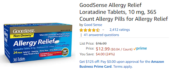 Amazon Allergy Medicine Loratadine Inexpensive Allergy Medicine